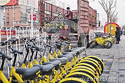 Bike-share mode is changing peopleâ€™s life Editorial Stock Photo